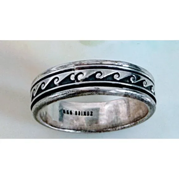 Vintage 90's 925 Silver Mexico Mens Wave Spinner Fidget Sz 14.5 Ring 10g